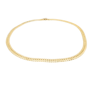 Vintage Gold Tone Herringbone Necklace Flat Chain 18 Inch Classic