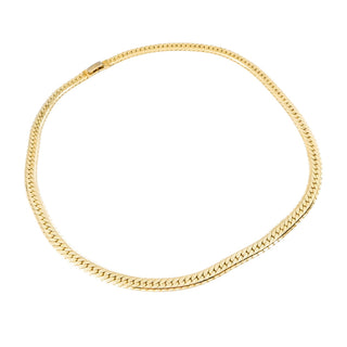 Vintage Gold Tone Herringbone Necklace Flat Chain 18 Inch Classic