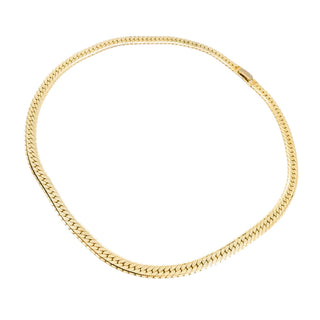Vintage Gold Tone Herringbone Necklace Flat Chain 18 Inch Classic