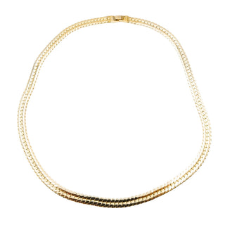 Vintage Gold Tone Herringbone Necklace Flat Chain 18 Inch Classic