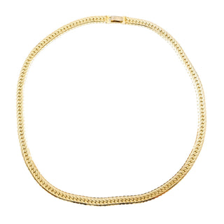 Vintage Gold Tone Herringbone Necklace Flat Chain 18 Inch Classic