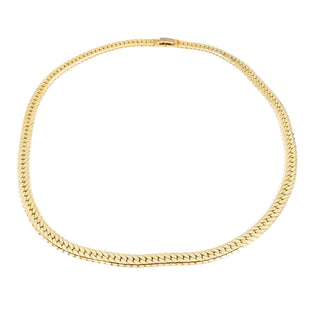 Vintage Gold Tone Herringbone Necklace Flat Chain 18 Inch Classic