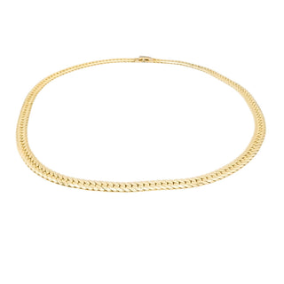 Vintage Gold Tone Herringbone Necklace Flat Chain 18 Inch Classic