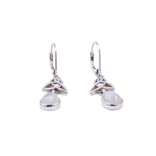 Silvershake 1.5 Inch Natural Moonstone Triquetra Celtic Knot Leverback Earrings