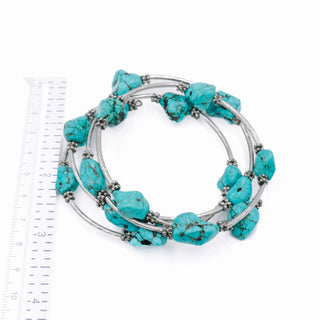 Howlite Nugget Silver Tone 7.9 Inch Adjustable Wrap Bracelet