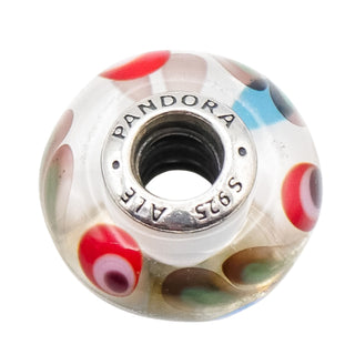 Pandora Folklore Murano Glass Charm Sterling Silver Bead Multicolor Design