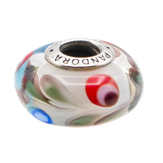 Pandora Folklore Murano Glass Charm Sterling Silver Bead Multicolor Design