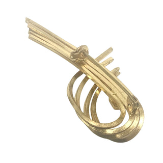 Vintage Gold Tone Swirl Brooch With Rhinestone Accents