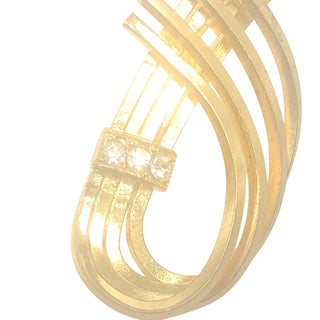 Vintage Gold Tone Swirl Brooch With Rhinestone Accents
