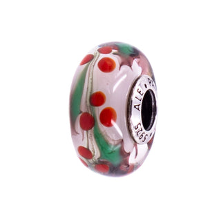 Pandora Retired Christmas Holly Murano Glass Sterling Silver Holiday Charm