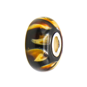 Trollbeads Dark Leopard Bead Sterling Silver Glass Charm Retired Lise Aagaard