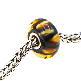 Trollbeads Dark Leopard Bead Sterling Silver Glass Charm Retired Lise Aagaard