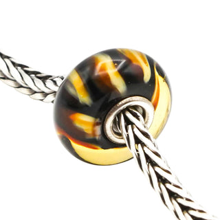 Trollbeads Dark Leopard Bead Sterling Silver Glass Charm Retired Lise Aagaard