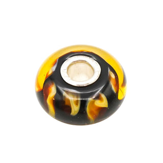 Trollbeads Dark Leopard Bead Sterling Silver Glass Charm Retired Lise Aagaard