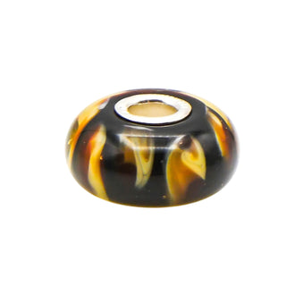 Trollbeads Dark Leopard Bead Sterling Silver Glass Charm Retired Lise Aagaard