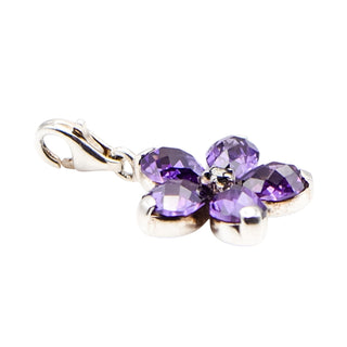 Thomas Sabo Purple Flower Sterling Silver Pendant Charm With CZ And Marcasite 0634-021-13