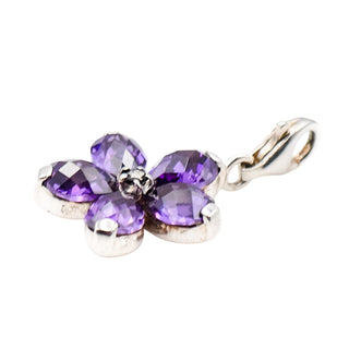 Thomas Sabo Purple Flower Sterling Silver Pendant Charm With CZ And Marcasite 0634-021-13