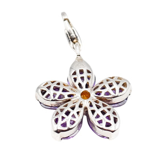 Thomas Sabo Purple Flower Sterling Silver Pendant Charm With CZ And Marcasite 0634-021-13
