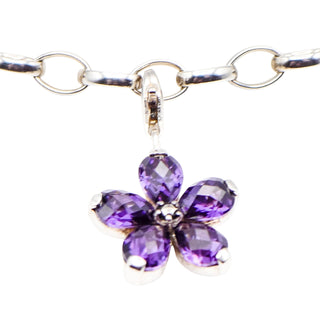 Thomas Sabo Purple Flower Sterling Silver Pendant Charm With CZ And Marcasite 0634-021-13