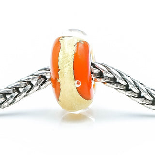 Trollbeads Belly Chakra Sterling Silver Orange Glass 22K Gold Bead Charm