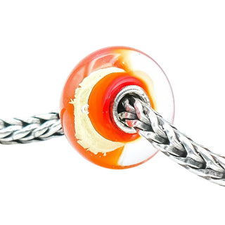 Trollbeads Belly Chakra Sterling Silver Orange Glass 22K Gold Bead Charm