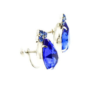 Vintage Royal Blue Rhinestone Parure Necklace, Bracelet and Earrings