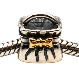 Pandora Sterling Silver Purse Charm with 14K Gold Bow 790474 Retired