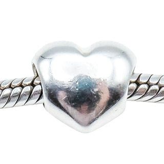 Pandora Retired Large Smooth Heart Sterling Silver Love Charm Bead