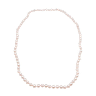 Hand Knotted Pink Imitation Pearl Necklace 31 Inch Graduated Classic Strand