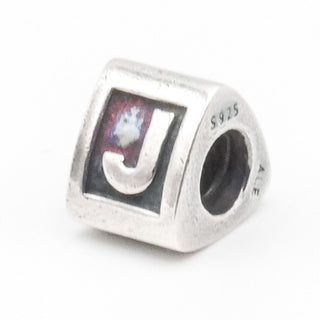 Pandora Letter J Charm Sterling Silver Alphabet Bead 925 ALE Retired