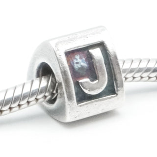 Pandora Letter J Charm Sterling Silver Alphabet Bead 925 ALE Retired