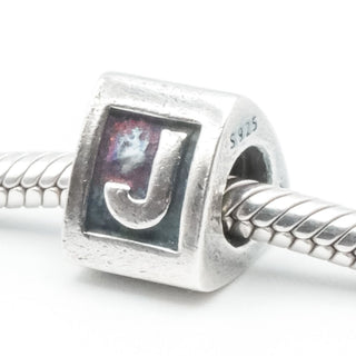 Pandora Letter J Charm Sterling Silver Alphabet Bead 925 ALE Retired