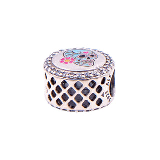 Pandora Day of the Dead Blue Sugar Skull Sterling Silver CZ Enamel Charm
