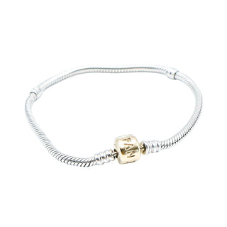 PANDORA Moments Sterling Silver Snake Chain Charm Bracelet With 14K Gold Pandora Clasp - 7.9 Inches