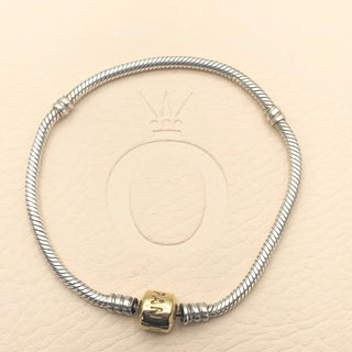 PANDORA Moments Sterling Silver Snake Chain Charm Bracelet With 14K Gold Pandora Clasp - 7.9 Inches