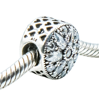 Pandora Radiant Bloom Sterling Silver Charm With Clear Zirconia