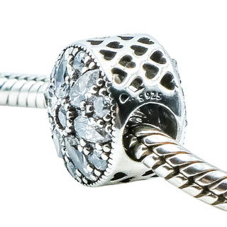 Pandora Radiant Bloom Sterling Silver Charm With Clear Zirconia
