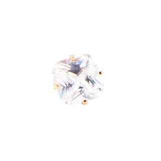 14K Yellow Gold 8mm Princess Cut Cubic Zirconia Single Stud Earring