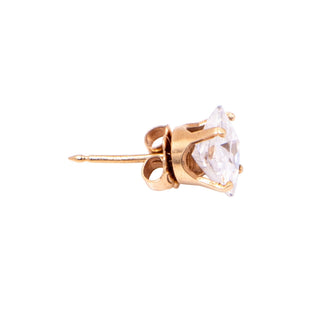 14K Yellow Gold 8mm Princess Cut Cubic Zirconia Single Stud Earring