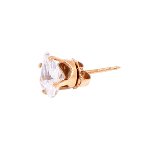 14K Yellow Gold 8mm Princess Cut Cubic Zirconia Single Stud Earring