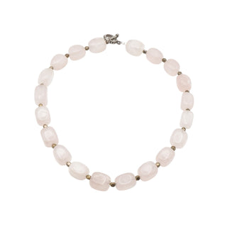 Rose Quartz Beaded Necklace Pink Gemstone Tumbled Stone Toggle 20”