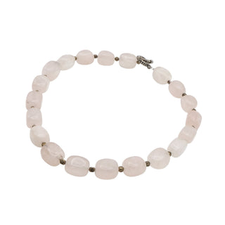 Rose Quartz Beaded Necklace Pink Gemstone Tumbled Stone Toggle 20”