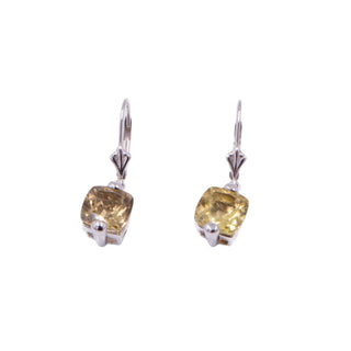 Sterling Silver 1 Inch Cushion Cut Peridot Leverback Dangle Earrings