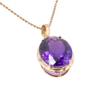 14K Yellow Gold 25 Carat Deep Purple Amethyst Enhancer Pendant