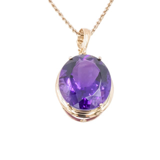 14K Yellow Gold 25 Carat Deep Purple Amethyst Enhancer Pendant