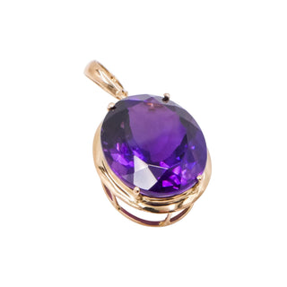 14K Yellow Gold 25 Carat Deep Purple Amethyst Enhancer Pendant