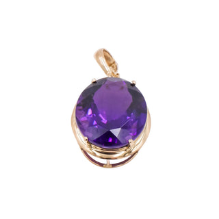 14K Yellow Gold 25 Carat Deep Purple Amethyst Enhancer Pendant