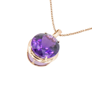 14K Yellow Gold 25 Carat Deep Purple Amethyst Enhancer Pendant