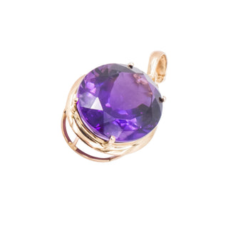 14K Yellow Gold 25 Carat Deep Purple Amethyst Enhancer Pendant