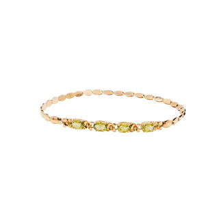 14K Yellow Gold Peridot August Birthday 7.5 Inch Link Bracelet